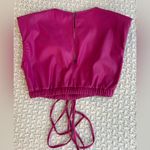 Olivaceous  Hot Pink Leather Crop Top Photo 2