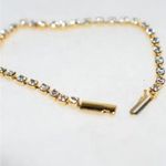 Dainty Chic Tennis White Rhinestone Gold Tone Metal Hook Latch 6 Inch Bracelet Photo 1
