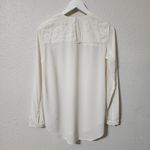 Madewell ‎ Blouse Silk Size XS Quilted Long Sleeve Top Ivory Photo 3