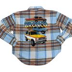 Ford Bronco Flannel Shirt Womens L Blue Plaid Button Up Shacket Official Retro Size L Photo 0