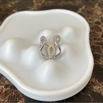 White Gold Plated Rhinestones Fashion Cocktail Ring Size 8 Photo 6