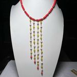 Vintage Gold Tone and Multi Stone Bead S Closure Cascading Bead Necklace Orange Photo 0