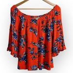 Band of Gypsies Gypsies & Moondust Red Blue Floral Flutter Sleeve Blouse Women’s XL Boho Top Photo 0
