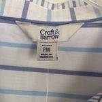 Croft & Barrow New  Shirt Dress Womens Blue Striped Midi Roll Tab Sleeve Sz PM Photo 2