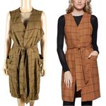 BCBGeneration Plaid Longline Windowpane Vest NWT LARGE Photo 2