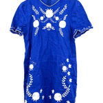 ZARA size Small blue shift style dress white embroidery short sleeve Photo 0