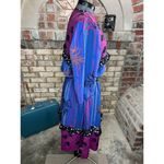 dress fit and flare floral ruffles swing skirt purple maroon Blue Size L Photo 11