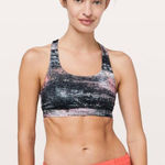 Lululemon Sports Bra Women Size 8 Azurite Poppy Coral Multi Invigorate Racerback Photo 0