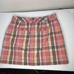 Mudd Vintage Y2K 2000s retro Pink tan orange brown plaid mini skort skirt Photo 7