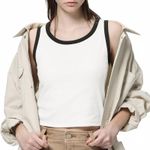 Uniqlo GU Cotton Blend Sleeveless Trim Cropped Tank Top Off White NWT XS Photo 0