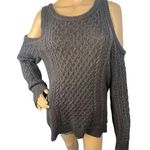 Michael Kors Dark Grey High/Low Knit Sweater With Exposed Shoulder Photo 0