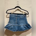 Princess Polly Navy Blue Denim Distressed Jean Ruffle Pleated Mini Skirt Photo 5