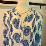 Nanette Lepore  Blue Print Lightweight Summer Beach Tunic Blouse Cover Up Size L Photo 2