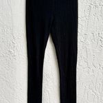 L'Academie Pull On High Waisted Ribbed Split Front Leggings Black Womens Size XS Photo 0