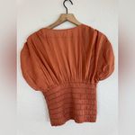 ALC Frank A.L.C. Luna Shirred V Neck Cotton Top in Armagnal Dusty Coral size 0 $295 Photo 9