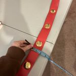Carlisle Vintage Red Genuine Leather Gold Studded Chunky Buckle Belt Size XS/S Photo 12