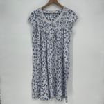 Miss Elaine Womens Blue Floral Nightgown Short Sleeve Button Neck Size S Photo 1