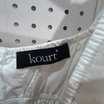 Kourt White Ruffle Square Neck Puff Sleeve Smocked Peplum Top Size S Photo 3