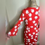 Boden Miriam Dress in Reddish Orange Floral Print with Bell Sleeves Sz 8L Red Photo 14