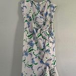 Prabal Gurung Collective Floral Side Ruffle Dress White Blue Formal Spring 10 Photo 1