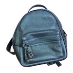 Coach Petite Campus Backpack 23 Green Metallic Polished Pebbled Leather Charm Photo 0