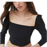 Urban Outfitters NWT  Black Square Neck Crop Top Long Sleeve S Photo 1