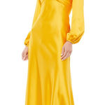 Mac Duggal  55693 Marigold Charmeuse Empire Waist Blouson Long Sleeve Gown 2 Photo 0