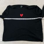 Wild Fable  Crop Top T Shirt Womens XL Black Heart Fitted Stretch Casual Y2K Cute Photo 5