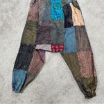 Handmade Patchwork Overall Maxi Baggy Jumpsuit Cotton Boho Hippie Multicolor L Brown Size L Photo 3