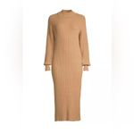 Misook  Cable Knit Long Sleeve Midi Sweater Dress in Camel L Photo 2