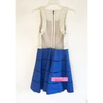 Sachin + Babi Walker Fit & Flare Dress Blue Aster Ivory Skater Faux Leather Mesh Photo 5