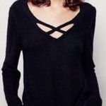 Free People Black Criss Cross Knit Sweater Tunic S Photo 0