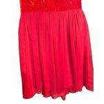 Free People  Vibrant Red Crushed Velvet Party Mini Baby Doll Dress Sz 8 Photo 6