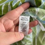 Sigrid Olsen  100% Linen Palm Print Button‎ Up Long Sleeve Sz L Blue Green Photo 3