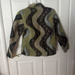 Women's Reversible Tapestry Jacket Gray Green Black Button Front Art To Wear med Photo 2