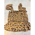 Eva Franco Smocked Ruffle Tie Strap Square Neck Top Geometric Print M Yellow Size M Photo 7