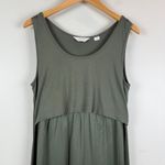 Seraphine Maternity Midi Dress Women's 10 Olive Green Satin Stretch Nursing Size undefined Photo 2