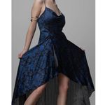 Alice + Olivia Christina Hi‑Lo Dress Size 6 Winter Palace Cowl Neck blue black Photo 3