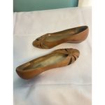 Naturalizer  Brown Leather Low Wedge Peep Toe Shoes 7W Bin2 Photo 4