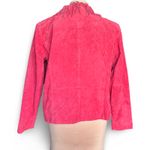 Vintage Y2K Red Fringe Suede Leather Jacket Boho Western Moto Cowboy Festival Size M Photo 4