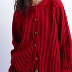 Topshop  red knit ribbed oversized cardigan sweater Photo 0