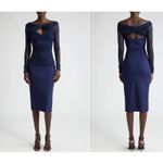 Chiara Boni‎ La Petite Robe Leitha Mesh Cutout Midi Dress Size 8 Blue Photo 2