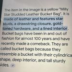 Milly  bucket bag yellow new without tags Photo 5