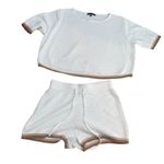 Fore Size M Sepia Trim Pointelle Knit Matching Set Cream Beach Neutral Lounge Brown Size M Photo 1