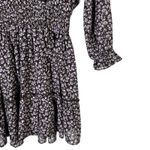 Lush Clothing LUSH Brown Lilac Floral Print Smocked Waist Tiered Ruffle Mini Dress Size S Photo 3