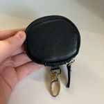 Black Leather Round Coin Pouch with Silver Clip Photo 2