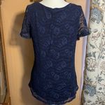 Leo & Nicole  crochet lace overlay top Navy Size Medium Photo 2