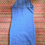 BLUE BASIC RIBBED HIGH NECK CRISSCROSS BACK DRESS Photo 1