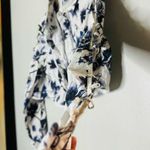 OSMAN YOUSEFZADA COLLECTIVE Blue White Floral Cutout Sleeves Shirt Size 10 FLAW Photo 4