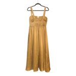 ASTR NWOT  The Label Pleated Bustier Sleeveless Midi Dress MEDIUM in Gold Photo 3